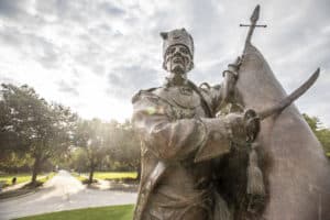 The Francis Marion statue on a sunny day.