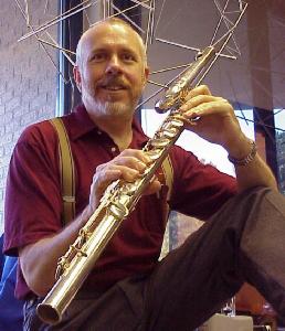 Photo of J. Sallenger with bass flute