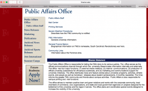 Screenshot of the Public Affairs Office at FMU