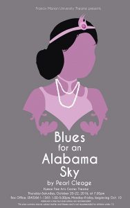 Flier for FMU Theatre's performance for Blues for an Alabama Sky