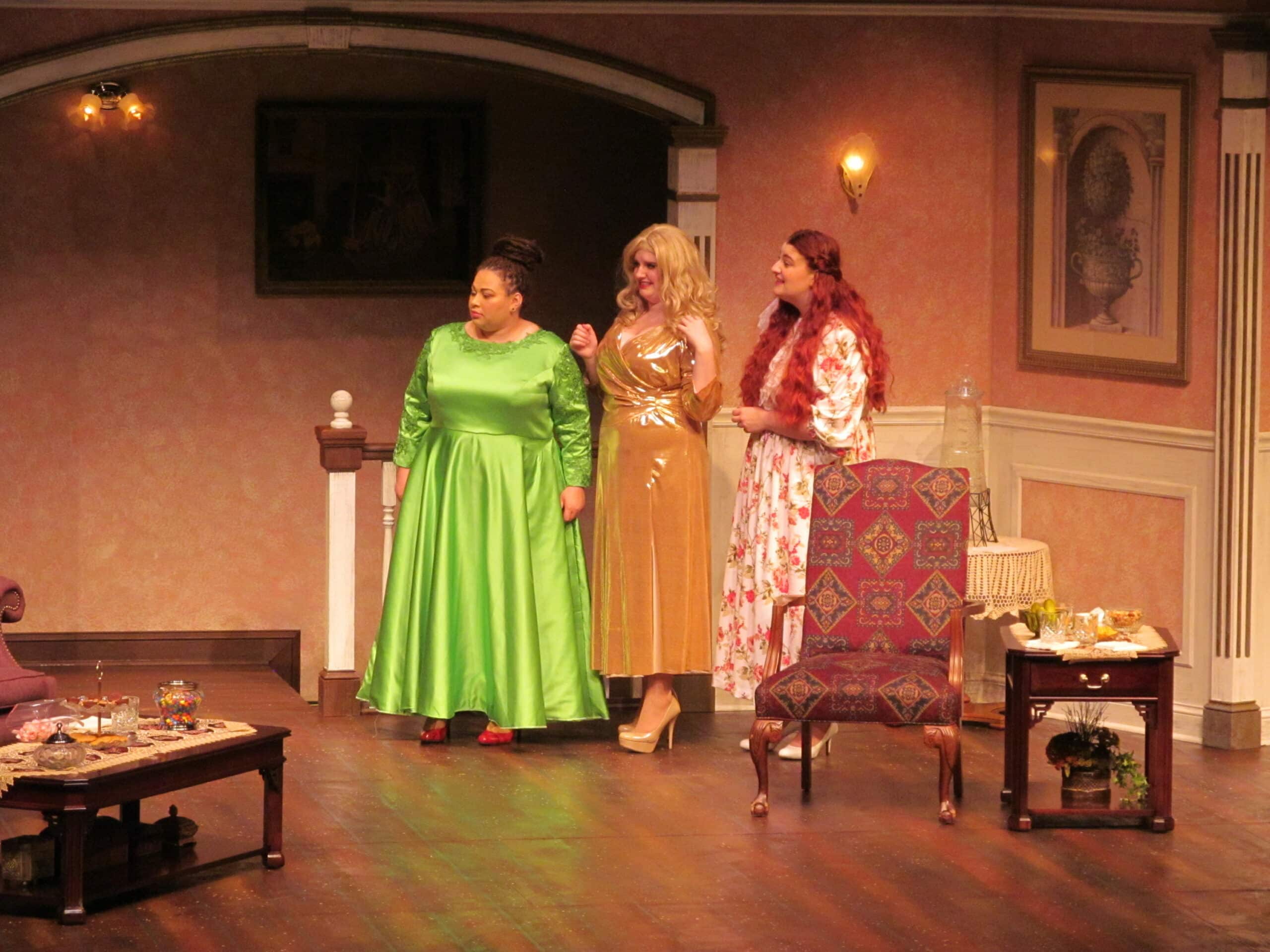 Three women performing Bridesmaids in the FMU Theatre