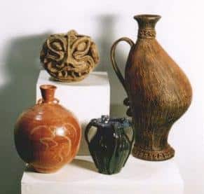 Four clay, pottery artworks by locals