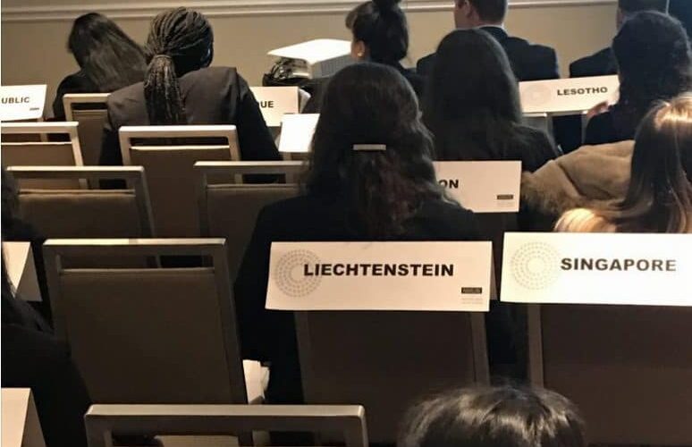 Students at the NMUN Caucusing