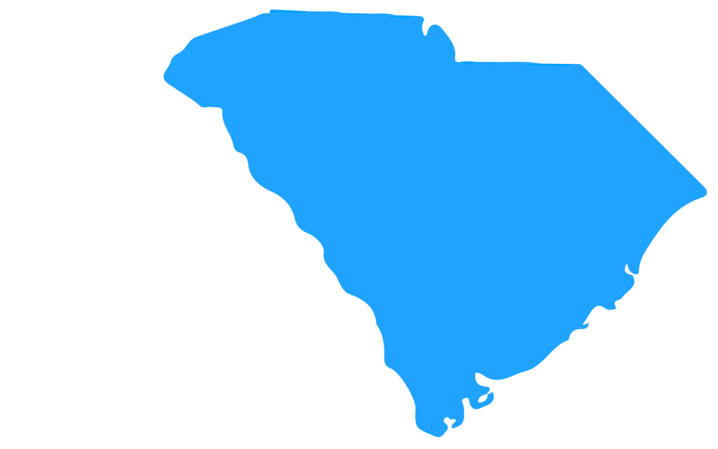 The state of South Carolina in blue