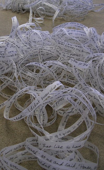 Woven detail with words, 2010 installation