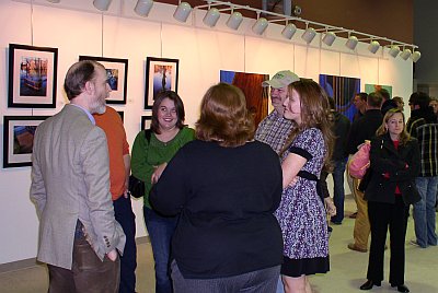 People talking at Senior Art Show