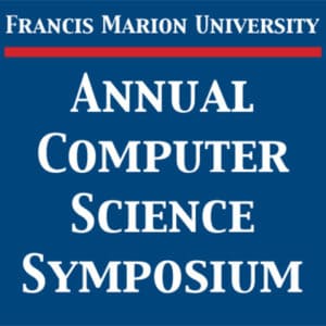 Blue background with white text stating Francis Marion University Annual Computer Science Symposium