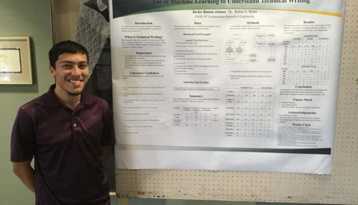 Jaimes posed with his research board