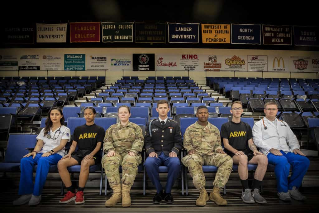Members of ROTC pose for a picture.