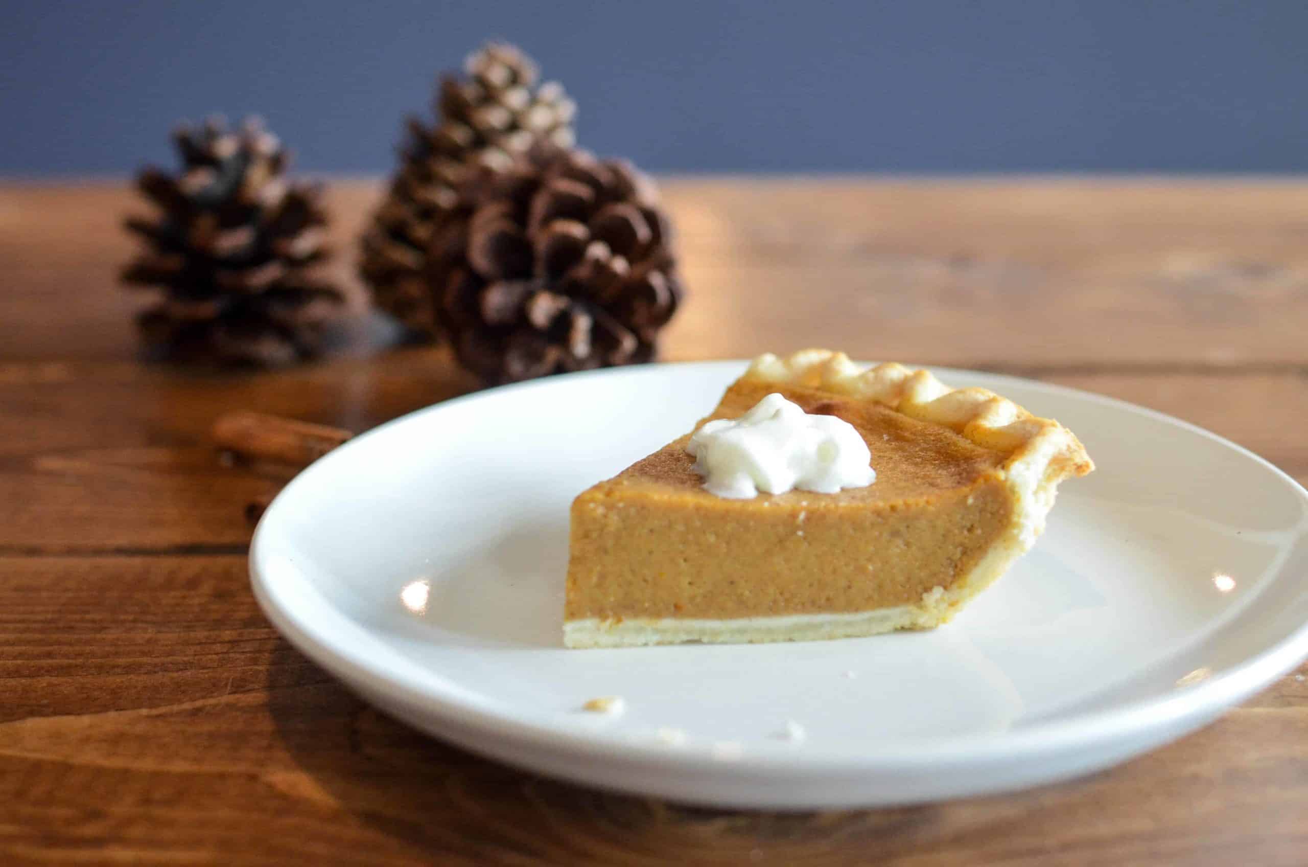 A slice of pumpkin pie.