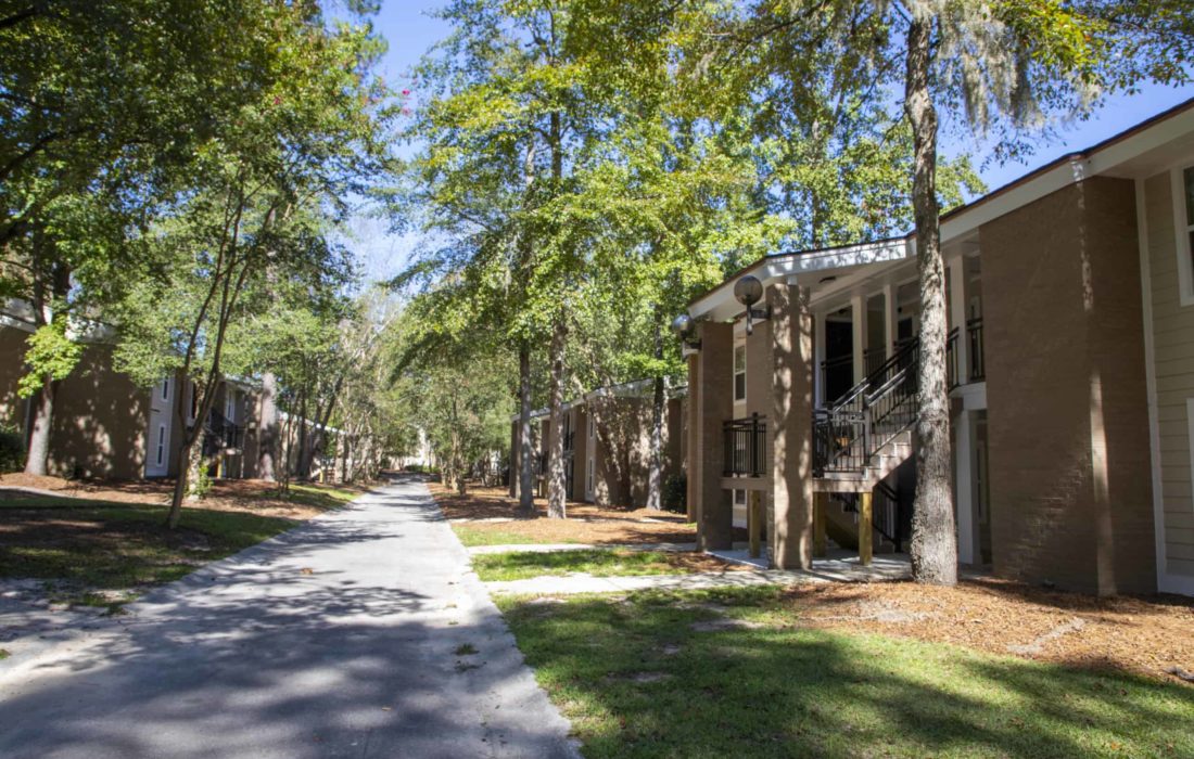 The Village Apartments on a sunny day.