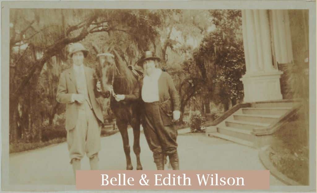 Belle and Edith Wilson with a horse