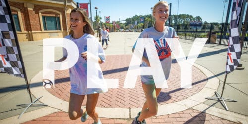 Dining Photo Box Athletes running with the text, "Play."