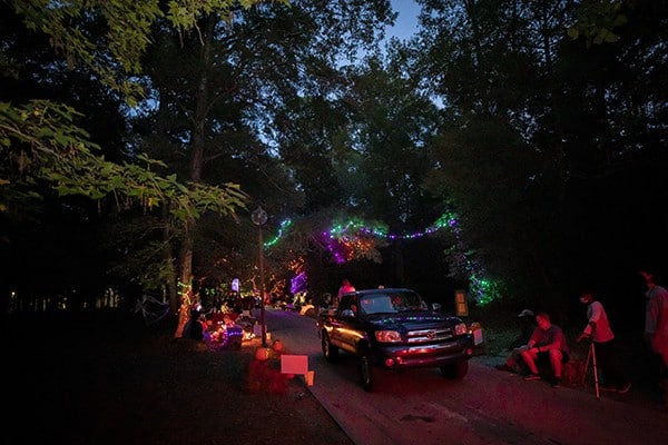 Cars drive through FM A'Glow