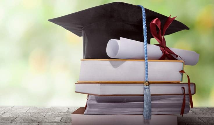 grad hat and books