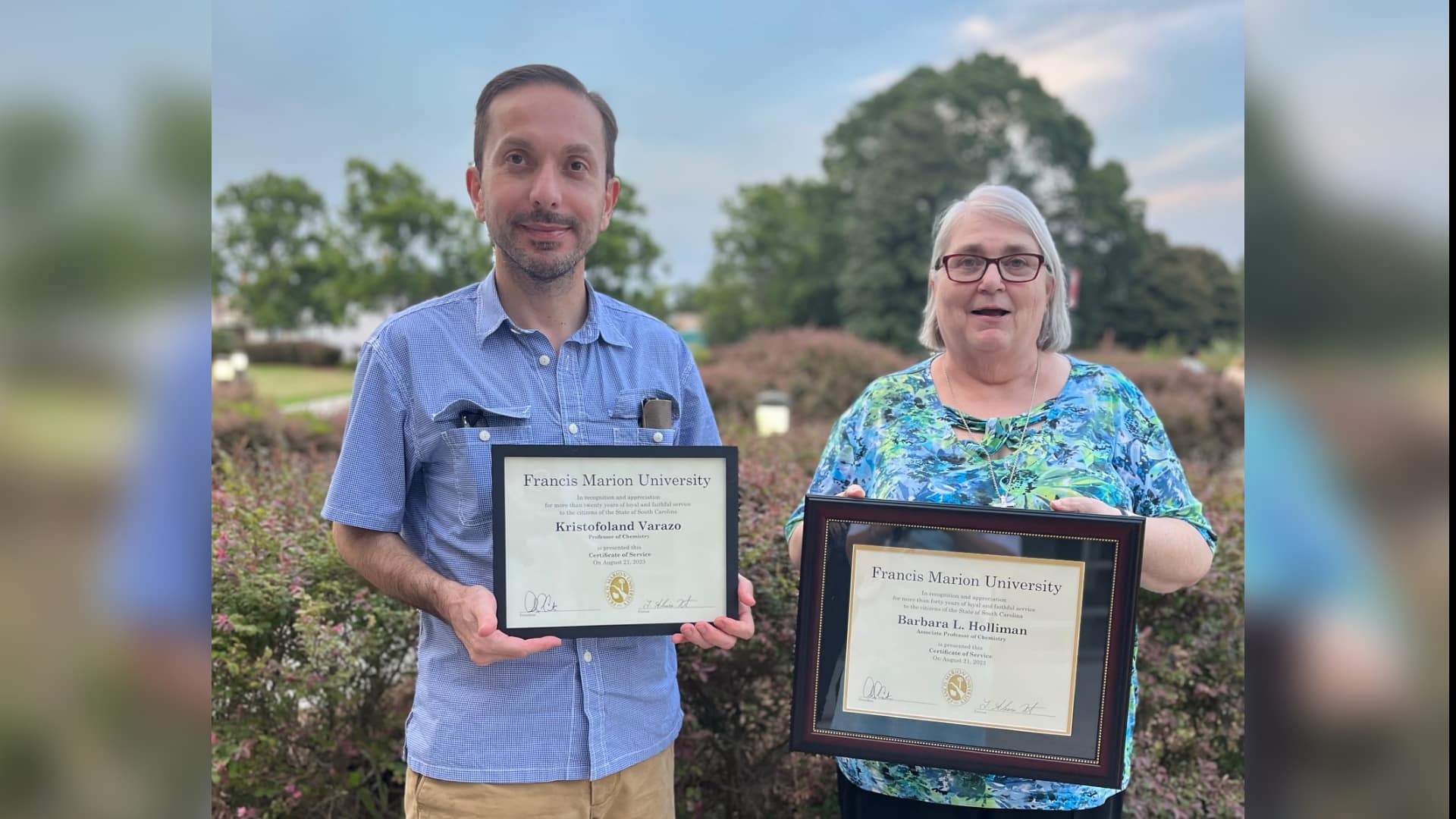 Chemistry Professors Presented Service Pins