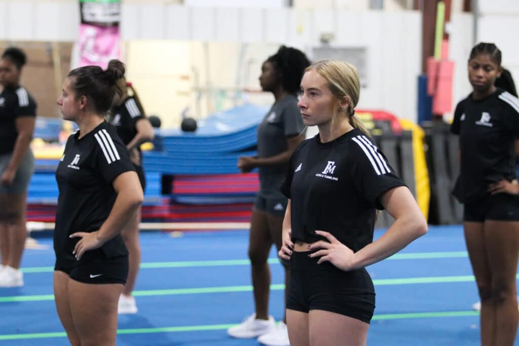 The latest addition to Francis Marion University’s athletic program is officially off the ground.
Both literally and figuratively.
Acrobatics and tumbling became the 15th varsity sport this fall.